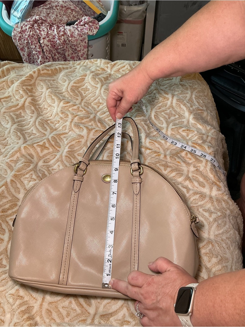 Coach Dome Satchel Handbag – Blush Beige Leather - Picture 4 of 9
